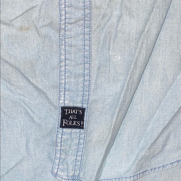 Warner Bros Studio Blue Casual Button Down Shirt Embroidered & Effortless - Picture 6 of 11